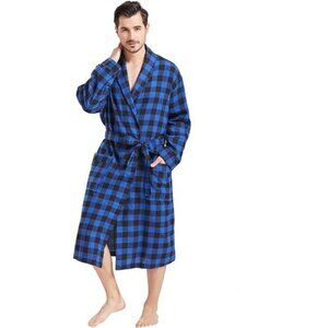 Lightweight Buffalo Plaid Robe for Men Shawl Collar